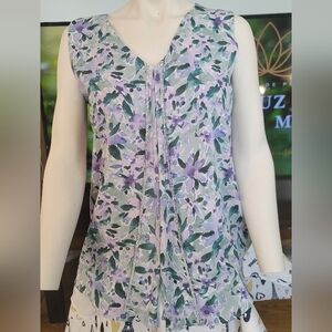 ❗️ PASHA Floral Sleeveless Top - Purple and Green  ❗️